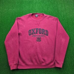 Oxford University Crewneck Sweatshirt Mens XL Burgundy Red Embroidered Crest